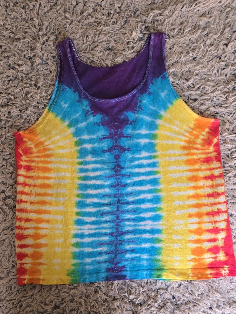 Handmade Tie-Dye Rainbow Tank Top - Vibrant Multi Color